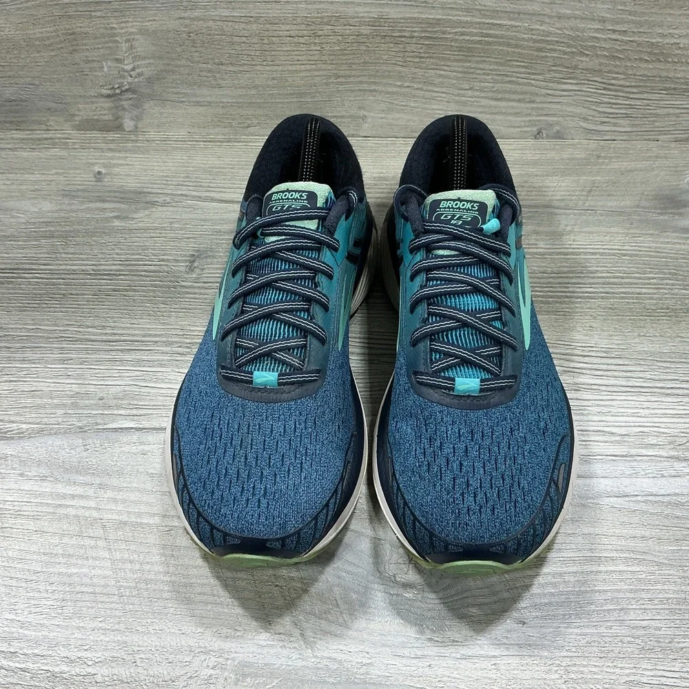 Brooks Adrenaline GTS 18 Womens Size 9.5B Teal Blue Lace-Up Sneakers 1202681B495